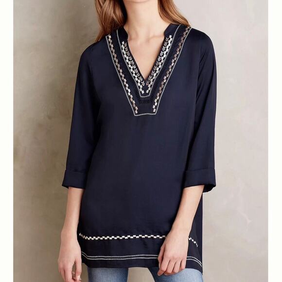 Anthropologie Dolan Left Coast Collection Tunic Women's Size M Embroidered Boho - Picture 5 of 10